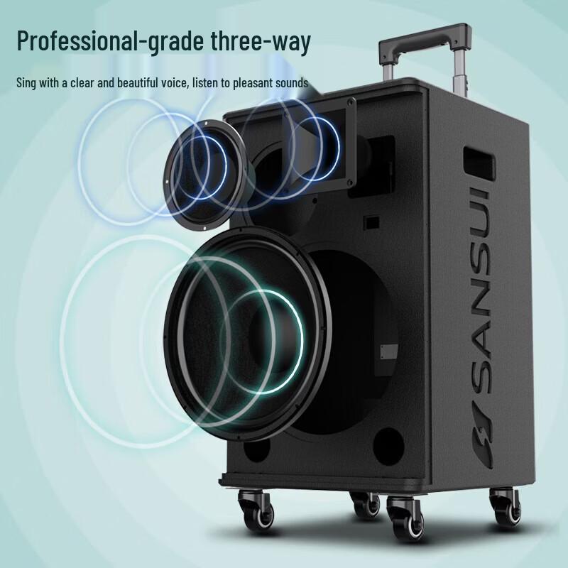 SANSUI E10 Outdoor Karaoke Bluetooth Speaker with Dual Microphones CN plug (adapter included)