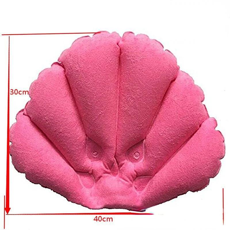 1PCS Inflatable Bath Pillow With Suction Cups Gentle Spa Neck Support Pillow Bathtub Fan-shaped Cushion Bathing Accessories