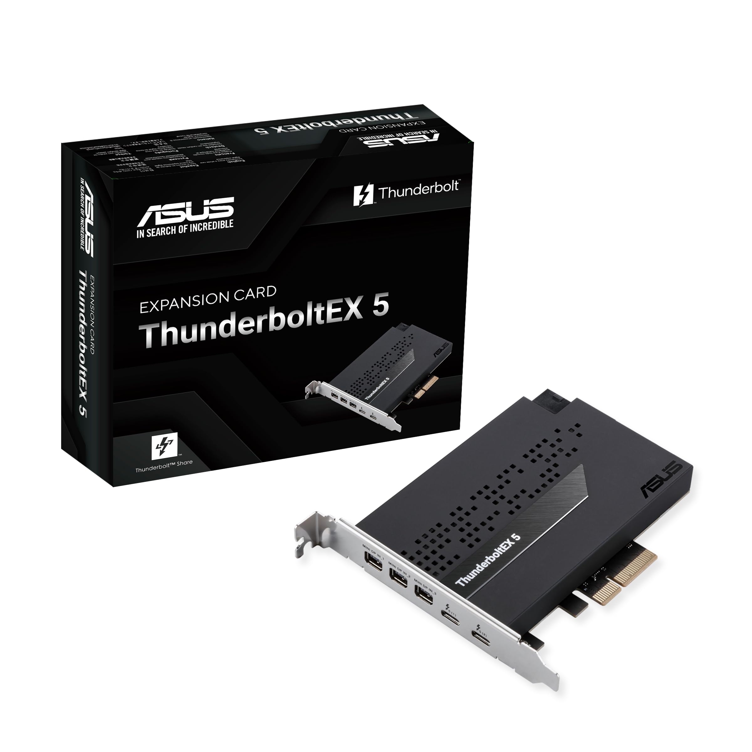 

ASUS ThunderboltEX 5 Expansion Card: Dual Thunderbolt 5, 8 USB-C Ports, DisplayPort 2.1, and PCIe 4.0 x4 Interface. Authorized Japanese Distributor.