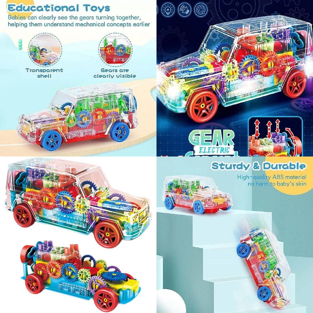 Transparent Gear Big G Electric Toy Car With Light And Music For Kids Emotional Development