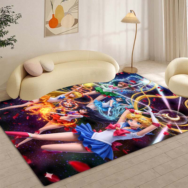 High-definition 3D Sailor Moon anime rug, suitable for bedrooms, living rooms, home sofa decoration, large decorative rug, and