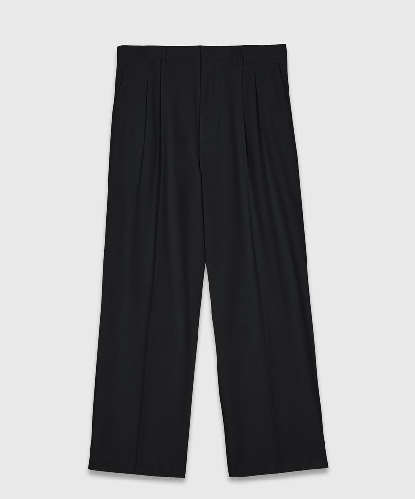 BILLIANT Double-Pleat Semi-Wide Slacks_Black