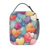 Borsa Termica per Pranzo con Fantasia Cuori Colorati per Bambini, Borsa Frigo Scolastica, Contenitore Termico per Cibo, Borsa Tote, Contenitori Portatili per Pranzo