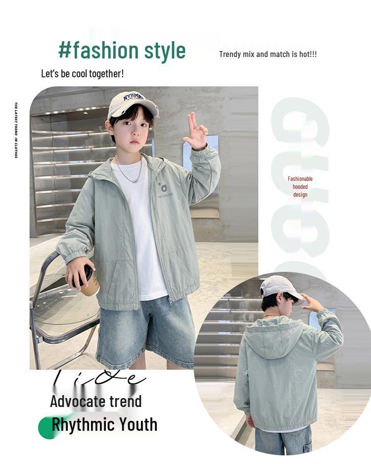 Summer 2026 Kids' Lightweight Sun Protection Jacket - Trendy Korean Style for Boys