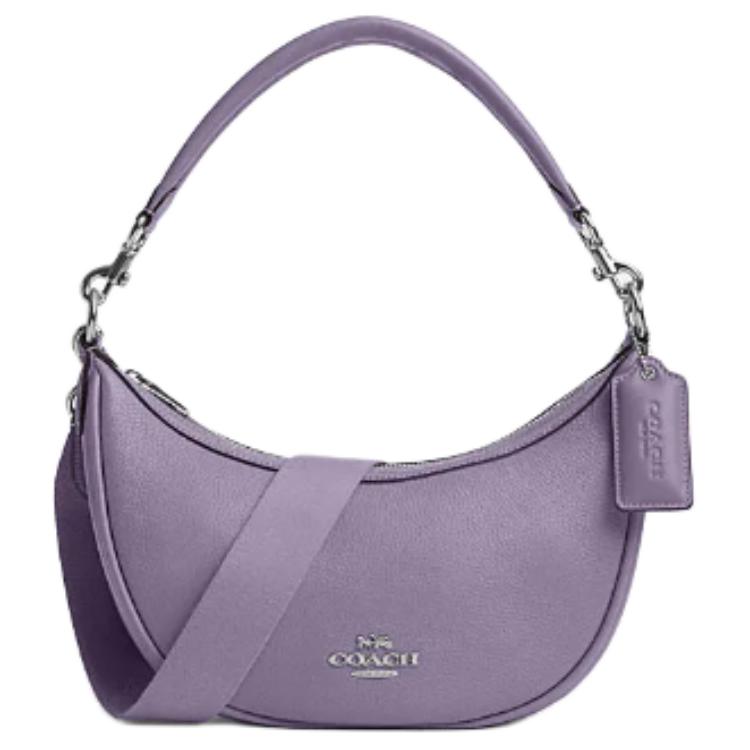 Coach CR282-SV-IZ Pebbled Leather Crossbody Bag, Light Violet Basic Set (Bag+Dust Bag)