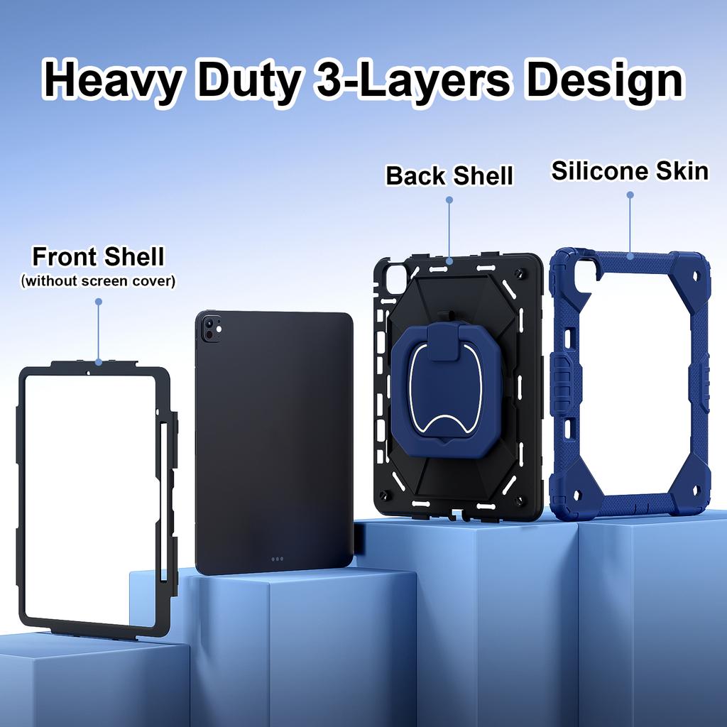 For iPad Pro 13 (2025)/13 (2024) Kickstand Case Silicone+PC Tablet Cover