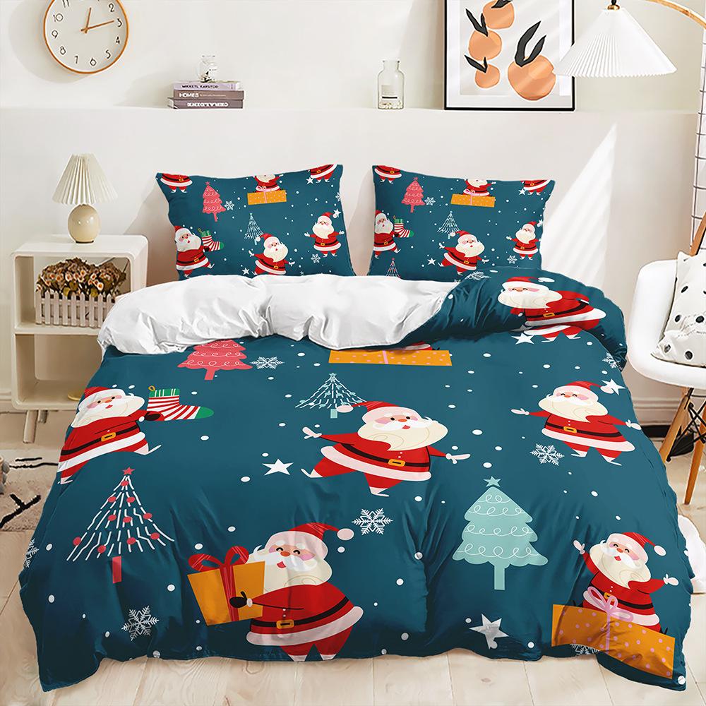 3D Digital Printed Bedding Set Christmas Themed Down Duvet Cover 2/3 Pieces AU/EU/DE/US/UK Full Size Quick Drying Fabric Bedding
