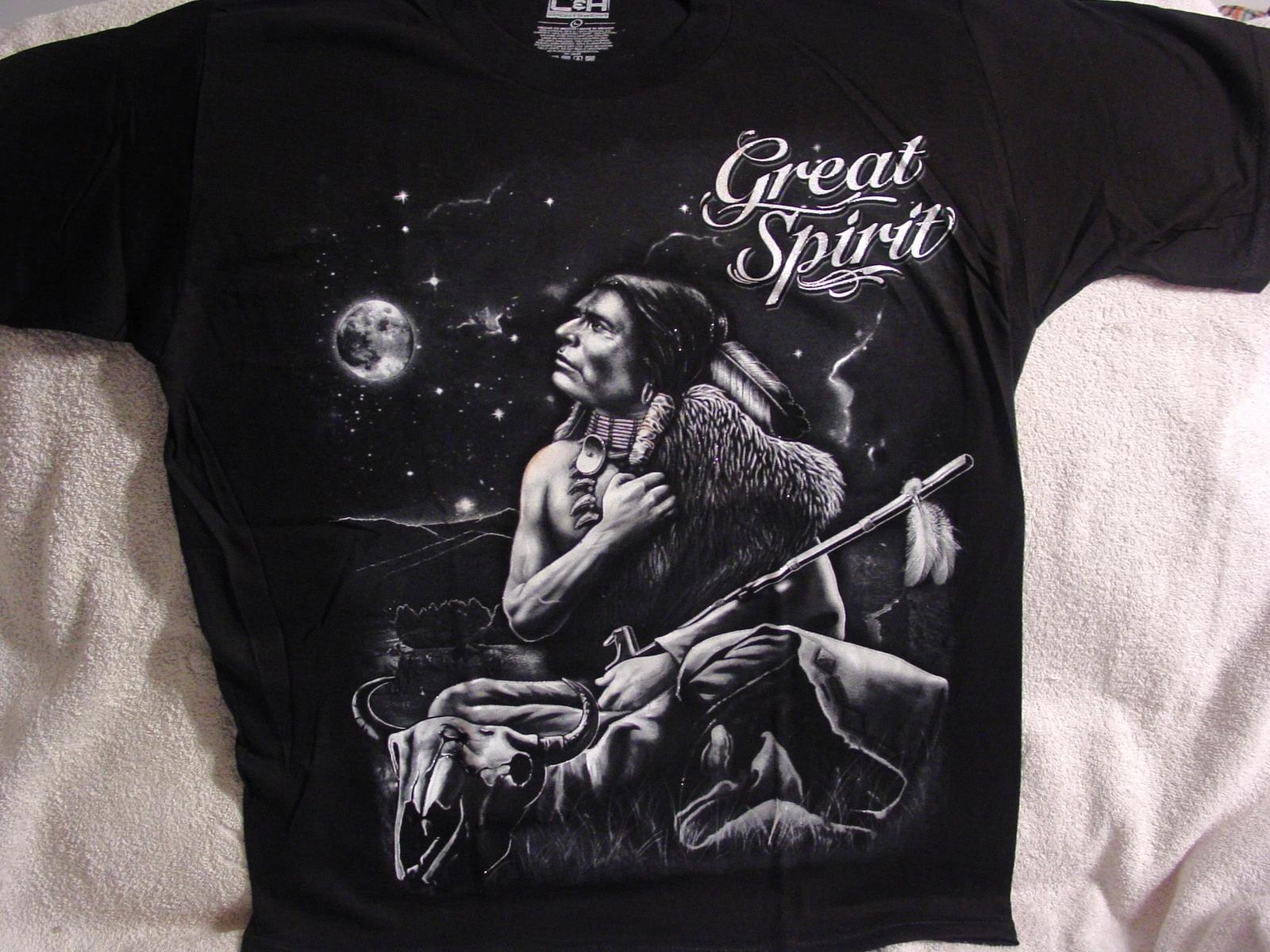 

INDIAN PEACE PIPE BULL SKULL MOON GREAT SPIRIT T-shirt 2XL