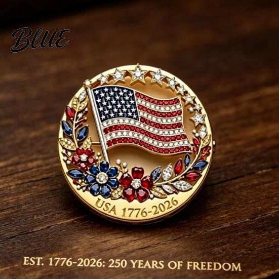 Patriotic Flower Brooch Pin American Flag Blooming Enamel Lapel Pin