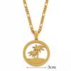 Anniyo Round Coconut Tree Pendant And Necklaces For Women Men Hawaii Guam Island Jewelry #078821
