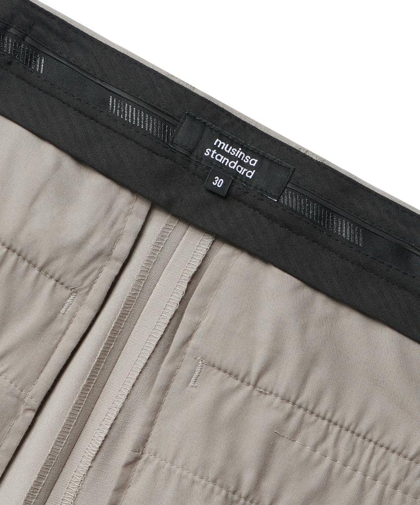 Musinsa Standard Reverse One-Pleat Wide Hidden Banding Slacks [Light Beige]