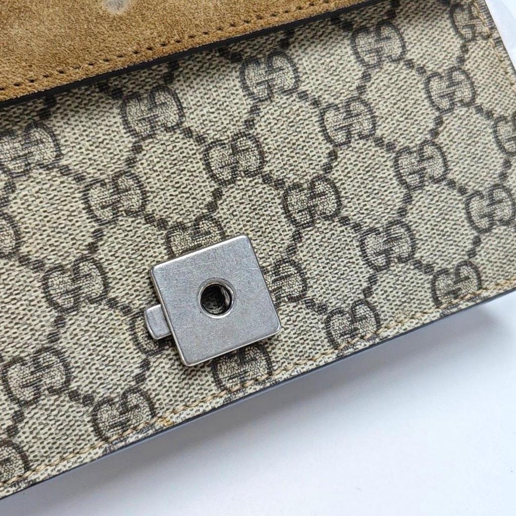 [Pre-Owned] Dionysus Tiger Head Buckle Logo Chain Shoulder Bag Canvas Crossbody Mini - Good #1XR0VDN