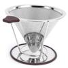 Stainless Steel Filter with Holder Coffee Filter Mesh Funnel Kitchen Coffee Making Tool 1-6 Cup