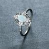 Vintage Hollow Flower Engagement Ring White Blue Oval Stone Delicate Silver Color Rings for Women Bridal Jewelry