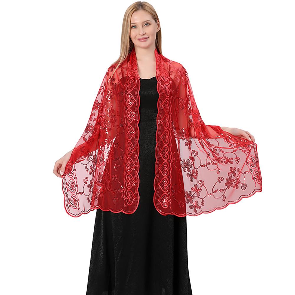 Șal cu paiete, eșarfă elegantă pentru hijab, acoperire pentru festivalurile de Ramadan, șal floral modest pentru femei, pentru modă, rochii de seară, decorațiuni de nuntă