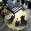 Black Cat Round Area Rug,Carpet Rug for Living Room Bedroom Sofa Playroom Decor,Non-slip Floor Mat