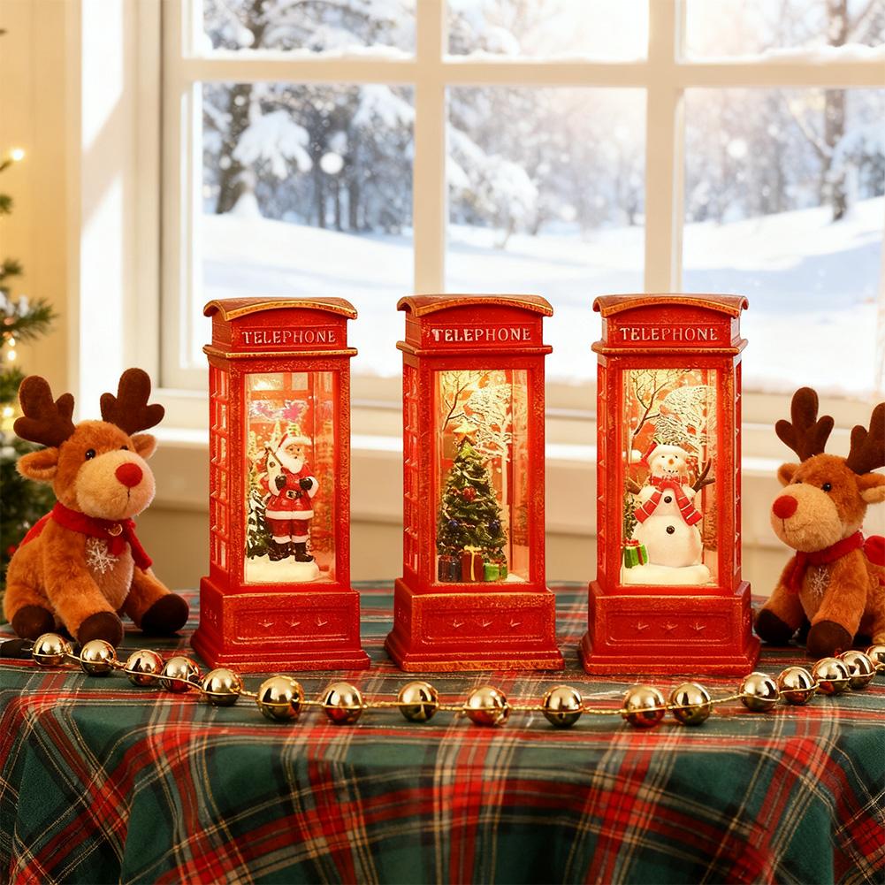 1 st Jultelesonbåsdekorationer, Vintage Julbelysning, Julgransstil Lykta Dekorationer Skåp Öppen spis