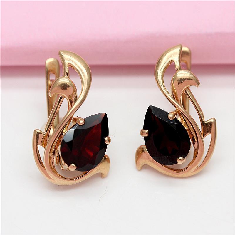 Purple Gold Pure Smoke Stone Swan Earrings Plated With Rose Gold Simple Fashion Classic Color Gold