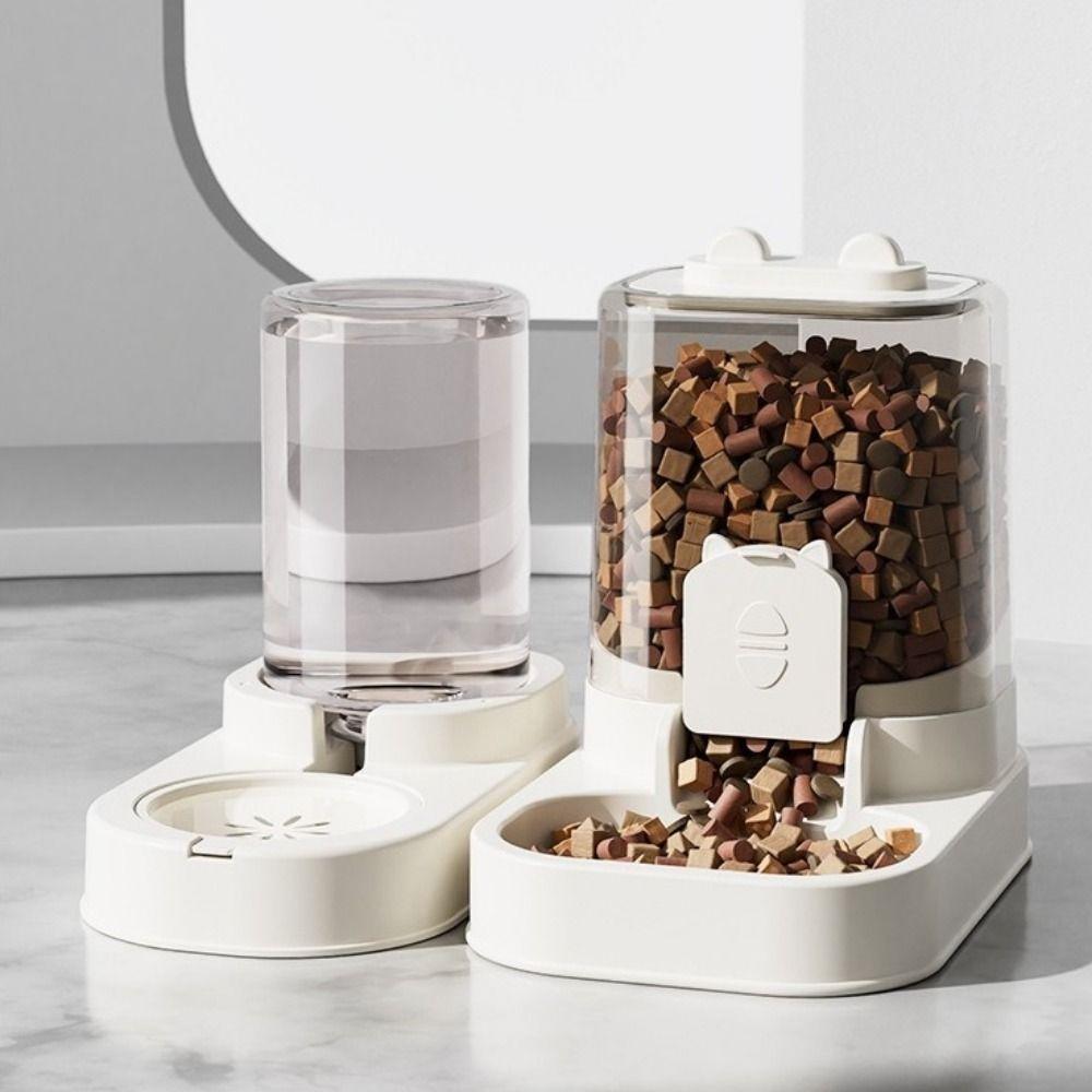 Large Capacity Dog Cat Food Bowl Transparent Pet Water Fountain Gravity Food Feeder for Cats Dogs