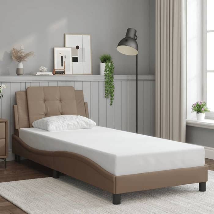 VidaXL Cadre de Lit sans Matelas Zadar, Lit Rembourré, Lit Simple, Lit Adulte de Chambre à Coucher Intérieur, Cappuccino 3208160