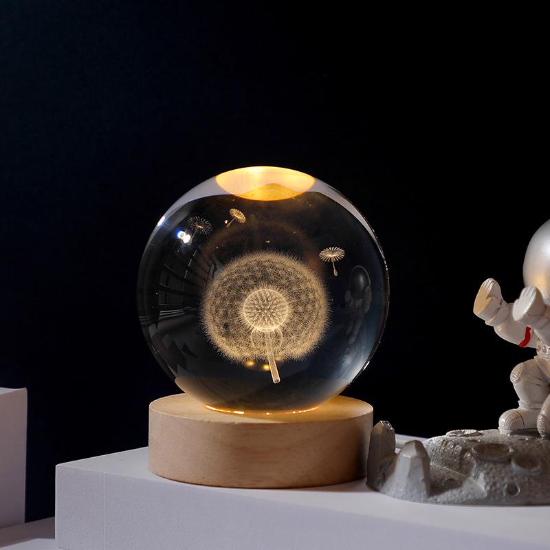 Galaxy Crystal Ball Starry Night Light: Elegant Tabletop Decoration and Perfect Gift for Birthdays or Valentine's Day.