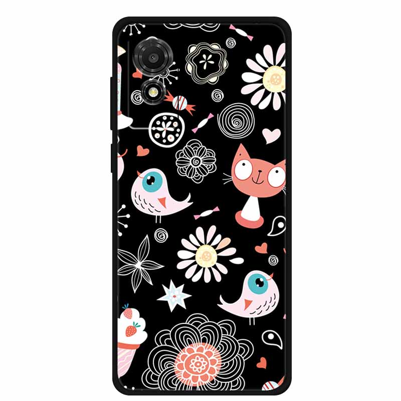 Etui na TCL 501 2024 Miękkie Etui Silikonowy Tylny Pokrowiec na TCL T433D Ochronna Obudowa Etui na TCL 501 Etui Kreskówkowe Zwierzątko TCL501