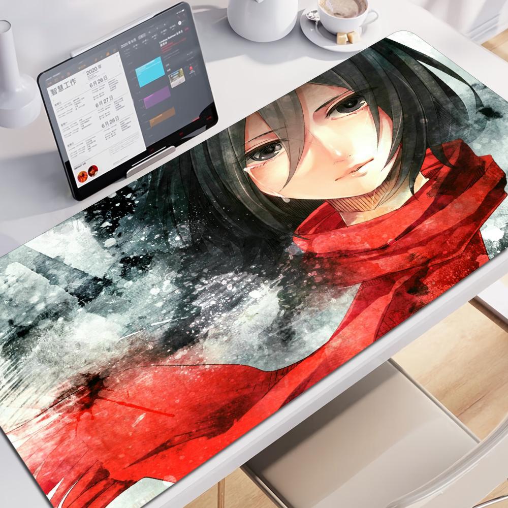 Anime Mouse Pad Large Xxl Laptop Mikasa Kawaii Girl Keyboard Rug Pc Gamer Cabinet Mousepad Attack On Titan Gaming Desk Mat