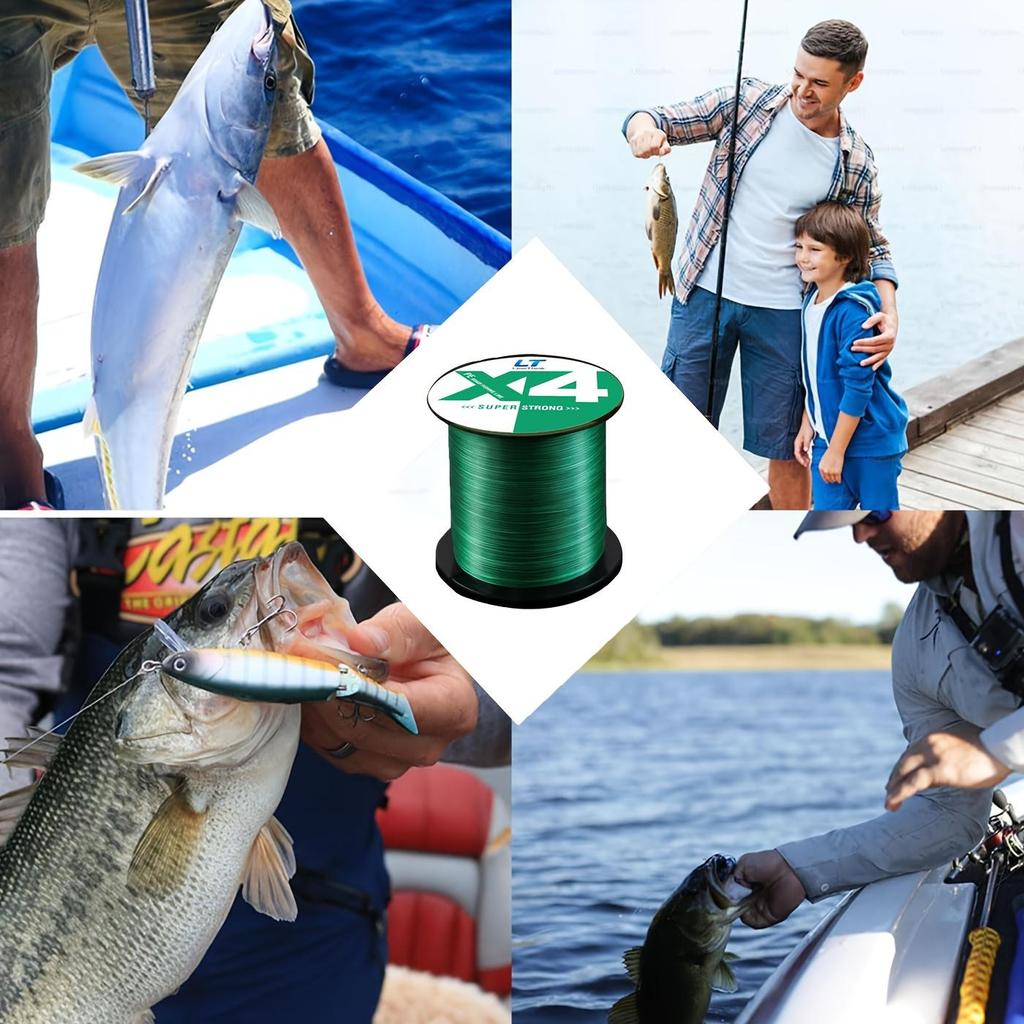 LineThink 300m/500m Super Strong Fishing Line, 4-Strand PE Wear-Resistant Braided Multi-Filament