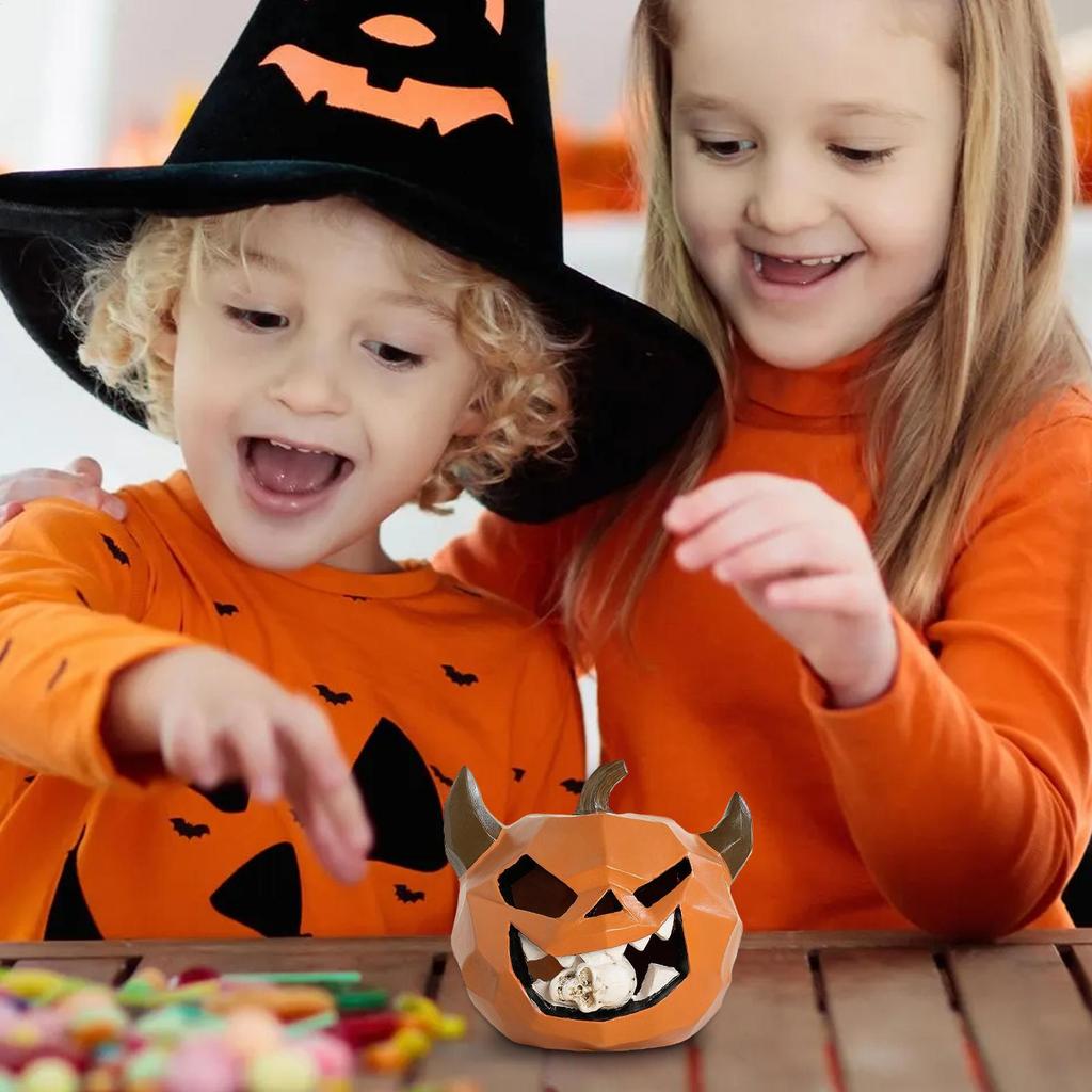 Halloween Pumpkin Decorations Halloween Resin Pumpkins Ghost Ornaments Scary Table Centerpieces Home Decor for Holiday Backyard