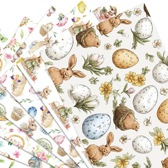 Geschenkpapier mit Hasenmotiv, 50 x 70 cm (19,7 x 27,6 Zoll), Ostergeschenkpapier mit niedlichem Hasenmotiv, flach gefaltet, ideal für Ostern, Frühlingsgeburtstage, Partys, Bastelarbeiten und Dekorationen.