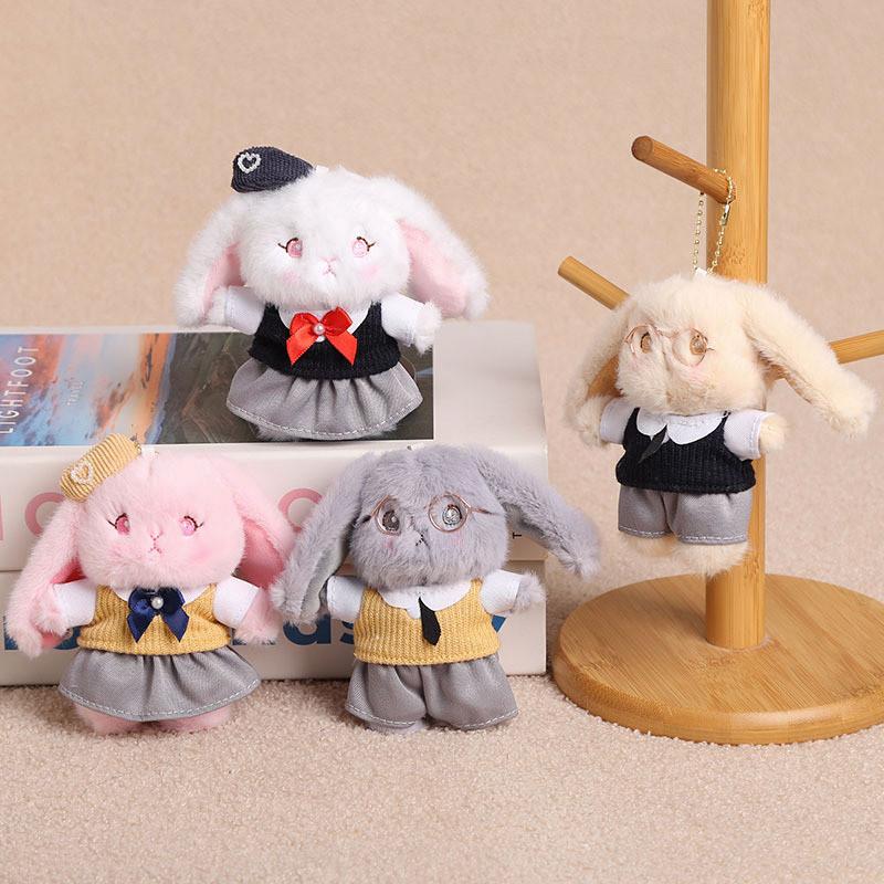 Cute Rabbit Plush Toy With Short Pile Fabric For Backpack Decoration And Gifts