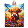 Koc z motywem krowy szkockiej Wysokiej jakości Miękki Ciepły Koc Narzutowy Zimowy Dzieci Wystrój Domu Modny Pokrowiec na Łóżko