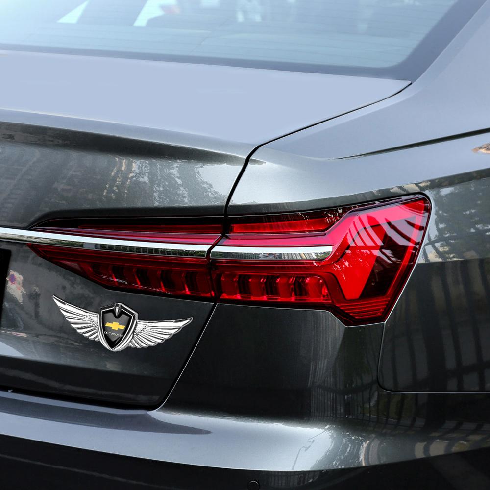 3D Metal Alloy Wings Emblem Sticker Car Side Mark Body Trunk Decal For Chevrolet Cruze Captiva Sonic Spark Onix Aveo Orlando