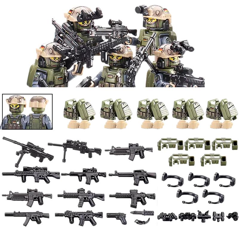 America Army Combat Uniform Special Forces Figures Building Blocks City US Special Air Service Soldier Military Weapons Toys