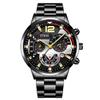 Mens Sports Watches Stainless Steel Quartz Wrist Watch Calendar Luminous Clock Men Business Casual