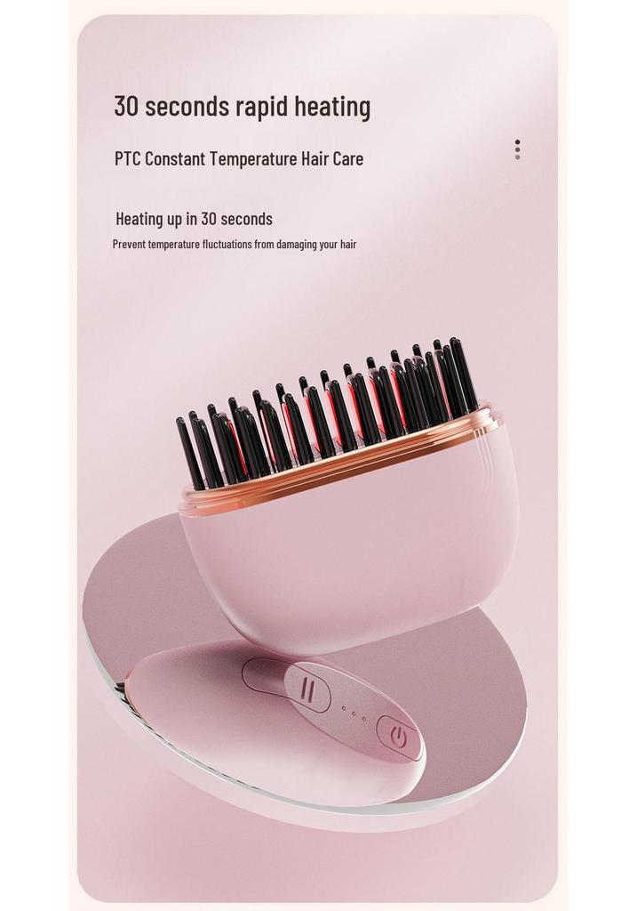Portable Wireless Hair Straightener & Curler - No Damage, Fluffy Styling, Two-in-One Comb for Effortless Hair Care.