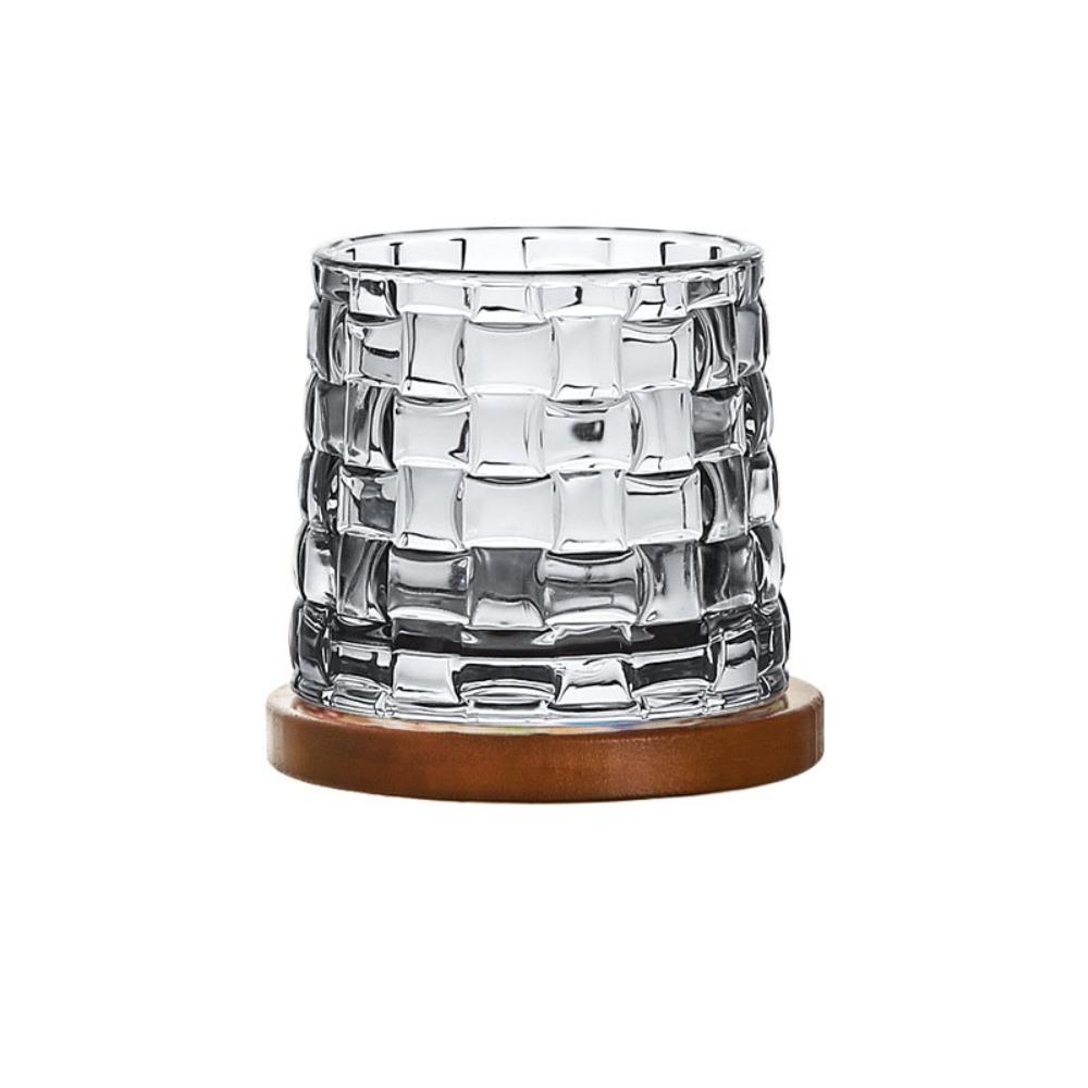 Bar Accessory With Base Spinning Whiskey Glass Clear Thickened Brandy Glass Rotating Wine Cup Beer