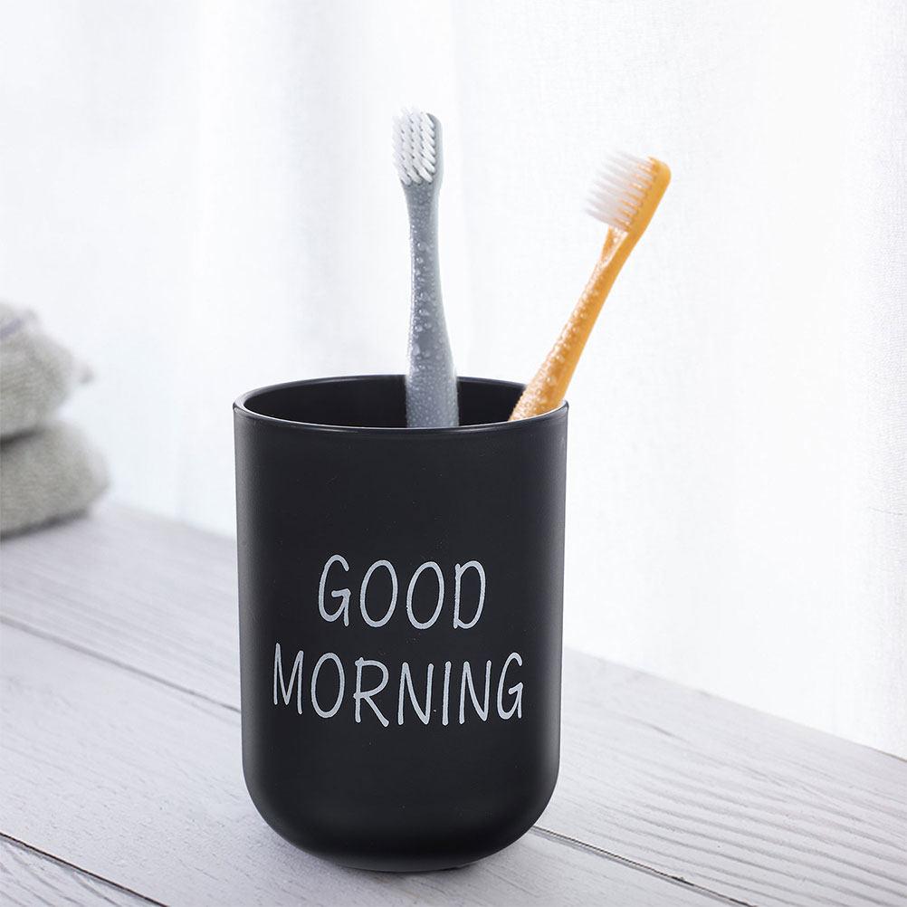 1pcs Black Plastic Bathroom Tumbler Cup Toothbrush Holder For Makeup Brushes Storage Rinse Mug Reusable Travel Tumbler