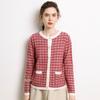 Women's Color Block Cashmere Cardigan – Autumn/Winter, Round Neck, Long Sleeve, Loose Fit with Pockets.