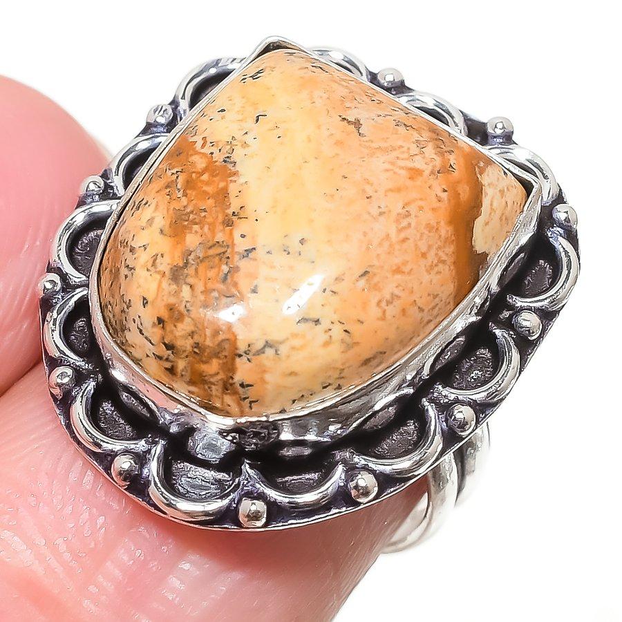 

Natural Picture Jasper Gemstone 925 Sterling Silver Gift Ring Size 6.5 A0e38