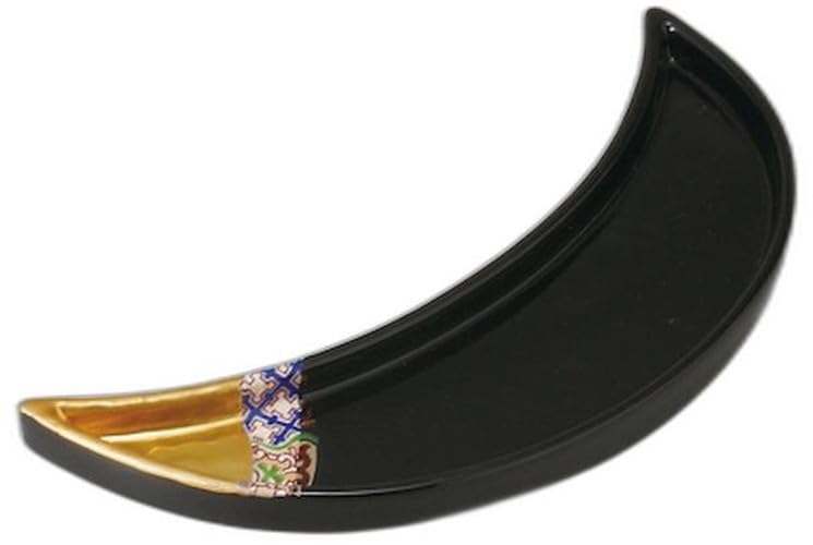 

Tenmoku Crescent Moon Appetizer Plate x x Appetizer Plate Setomonohonpo Gold-Painted [24.3 6.8 2cm]