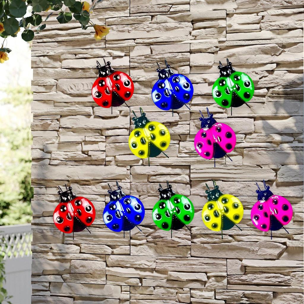 Ladybug Garden Decor Metal Ornament for Outdoor And Indoor Areas