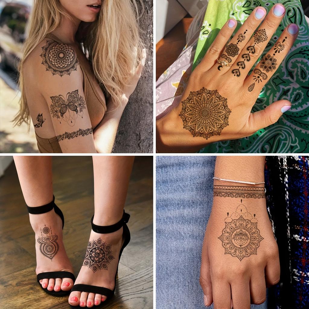 10pcs Black Lace Mandala Sexy Style Floral & Designs, Perfect for Parties, Weddings, And Festivals