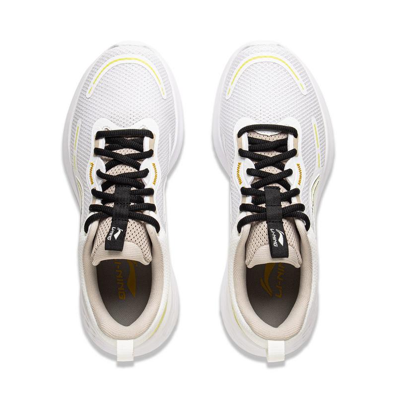 Li Ning Comfortable Fashion Shock Absorbing Wear Resistant Low Top Casual Running Shoes Women Sneaker Cloud-White Apple-Green YKBU122-1
