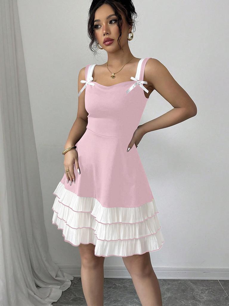 Women's Summer New Arrivals Strappy Dress Colorful Layered Cake Dress