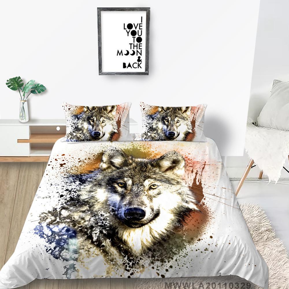2023 New Style Unique Design Bedding Cover Suit Fashionable Decorative Wolf Printed Home Textiles Queen King Size Bedding