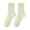 Female Summer Thin Style All-match Pure Color Auricle Lace Breathable Deodorant Boneless Short Tube Cotton Socks