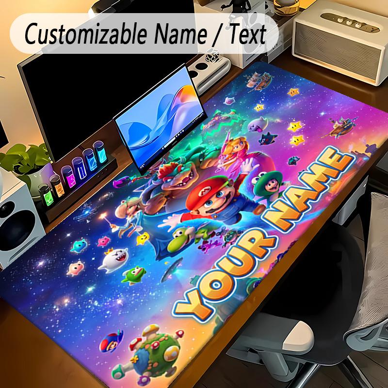 Large Mouse PadSuper Mario Custom Name Text Personalized Desk Mat Non Slip Gaming Pad