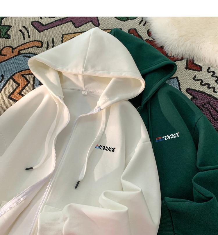 Unisex American Style Heavyweight Zip-Up Hoodie, Versatile Basic Cardigan for Spring & Autumn, 2024 Winter New Arrival.