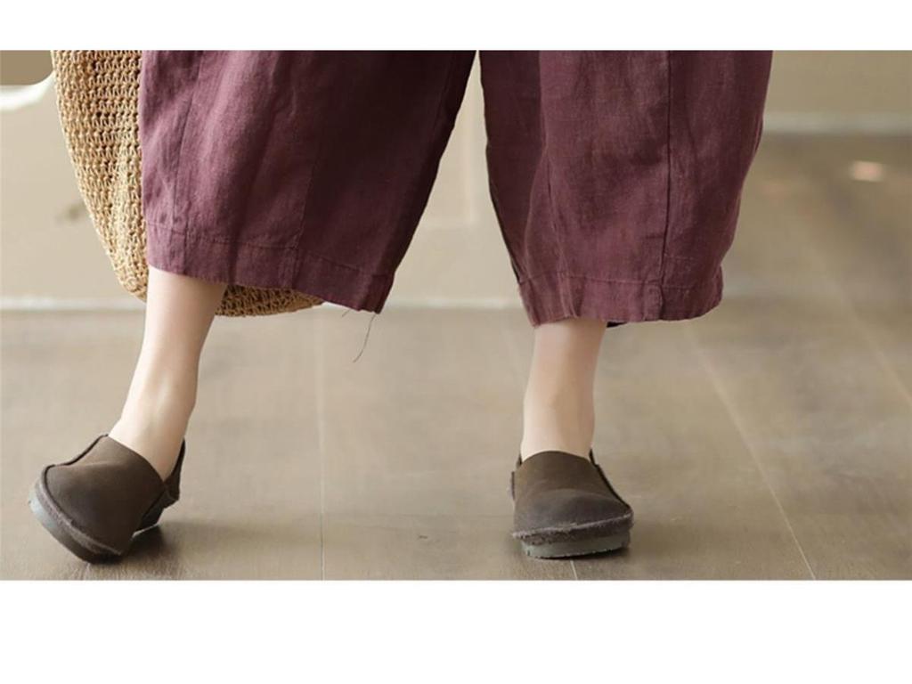 Damen Haremshose aus Baumwolle und Leinen mit elastischem Bund - Retro Patchwork, Lockerer Schnitt, Fließender Laternenstil für den Sommer
